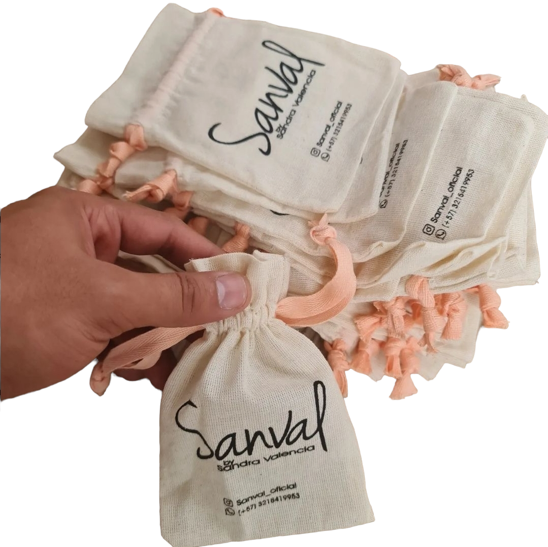 Natural Linen Gift Bags with Logo - 100 Pack