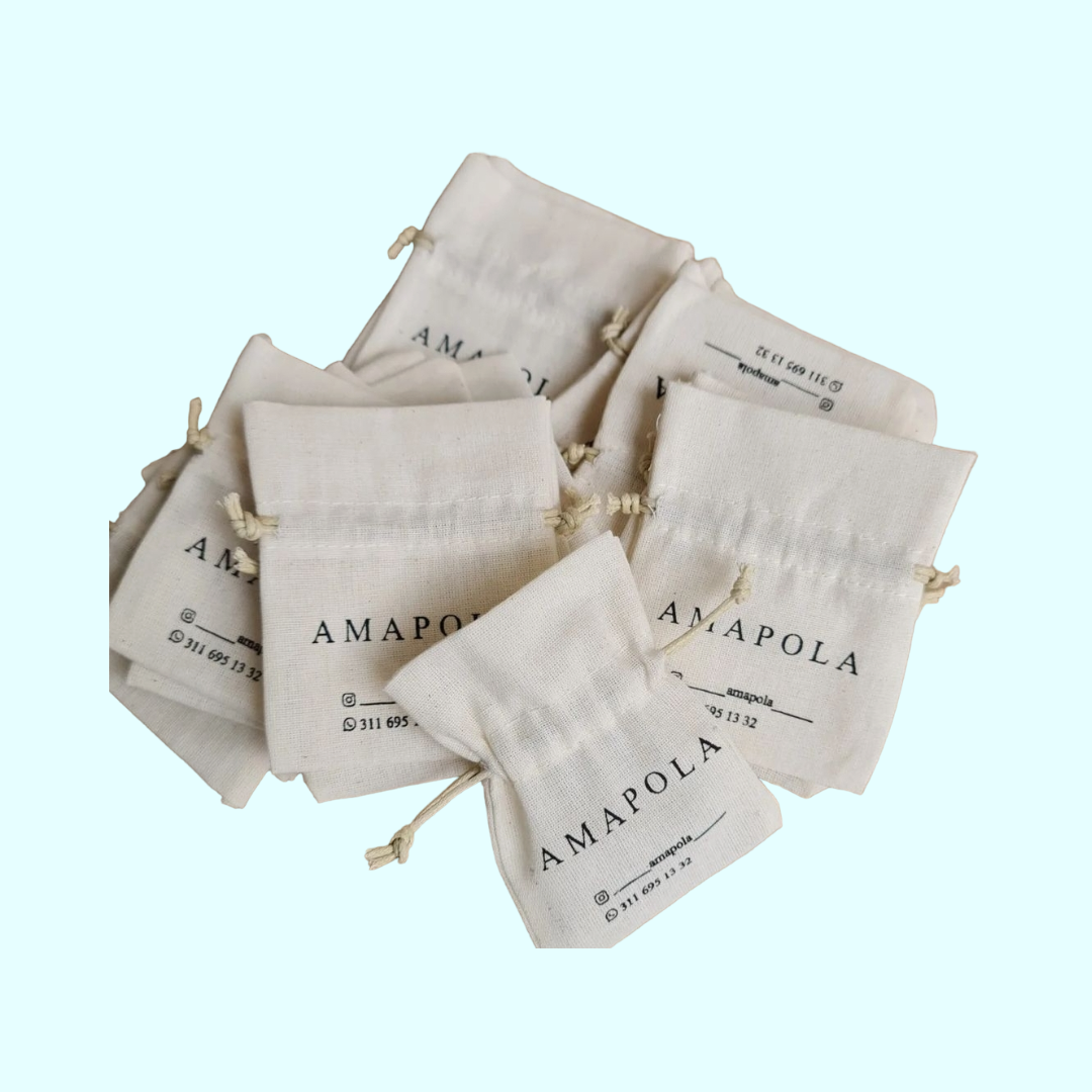 Natural Linen Gift Bags with Logo - 100 Pack