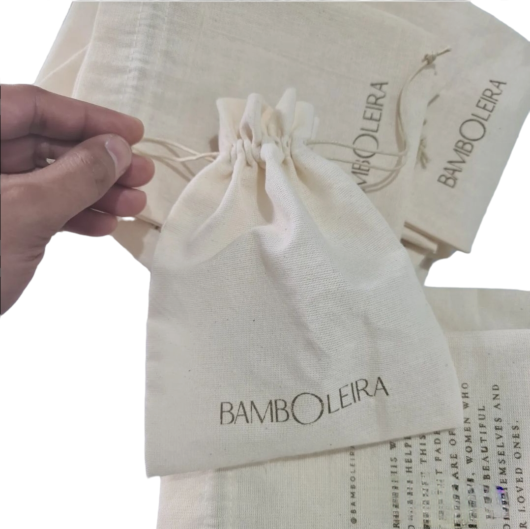 Natural Linen Gift Bags with Logo - 100 Pack